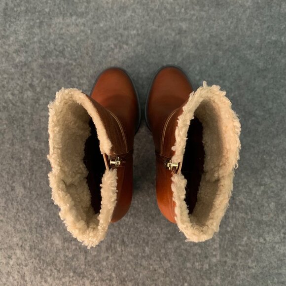 Vince Camuto NWT Women’s Egretala Shearling Leather Side Zip Heel Ankle Boots - Picture 6 of 9